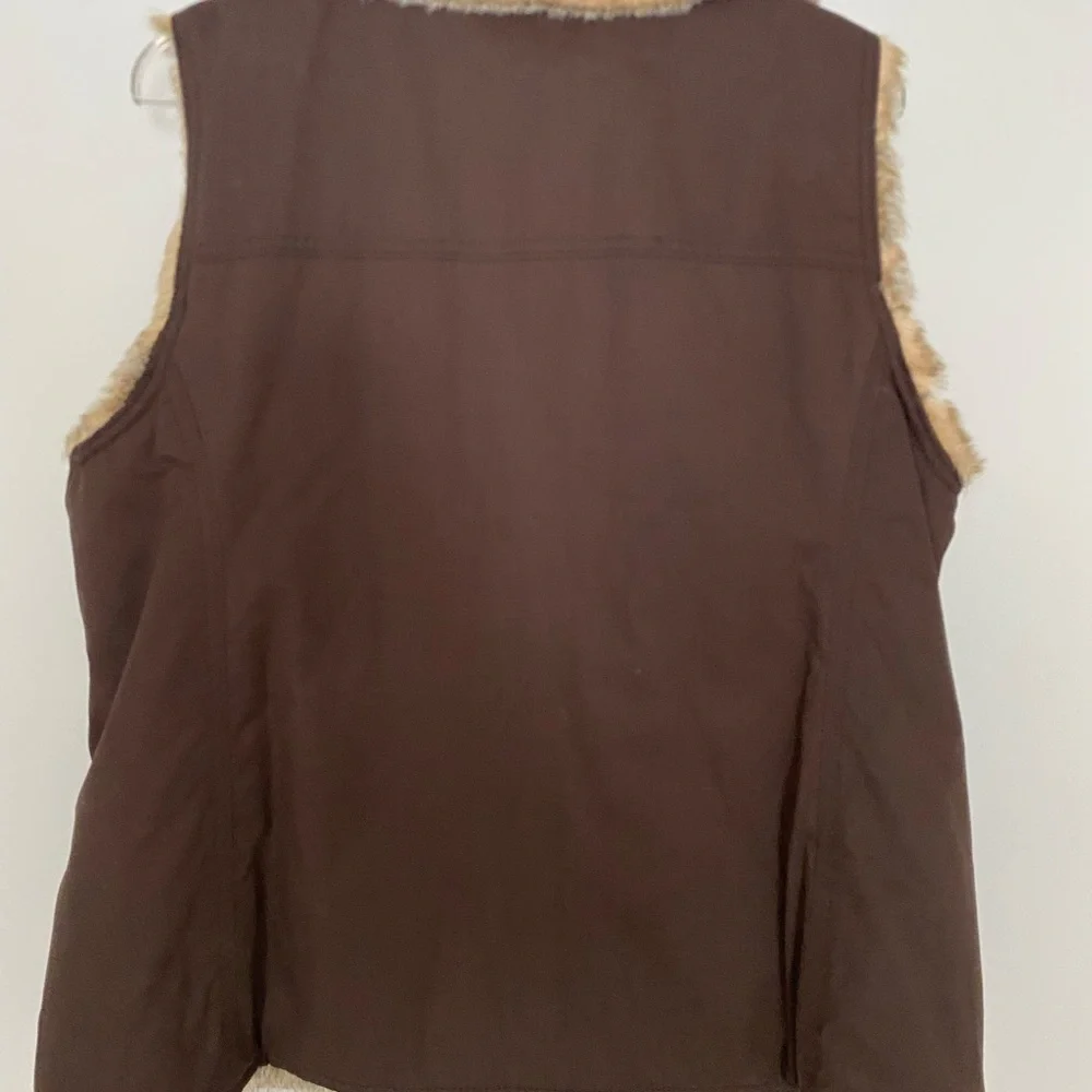 Women’s GAP Brown Faux Fur Reversible Vest Size L - Picture 3 of 5
